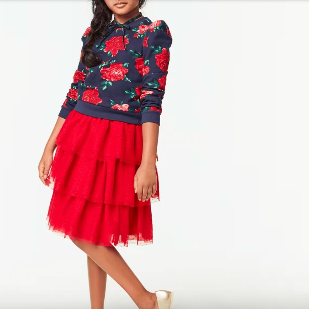 American Girl® x Janie and Jack Rose Red Tulle Tiered Skirt Size 8